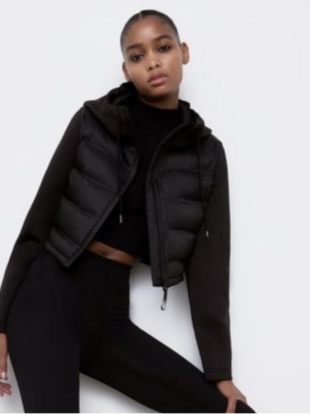 Zara Combination Puffer Jacket - Black